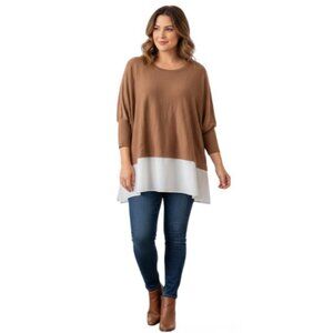 Style & Co Golden Brown Dolman Sleeve Layered Look Woman Sweater (XL) Pre-Owned